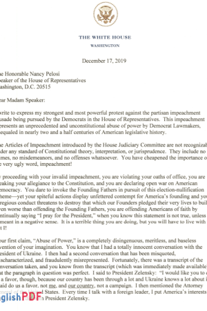 [PDF] Trump Letter to Pelosi PDF