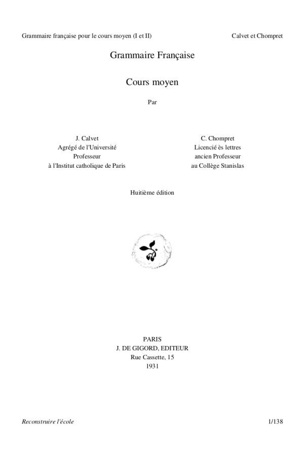 Grammaire française cours moyen PDF