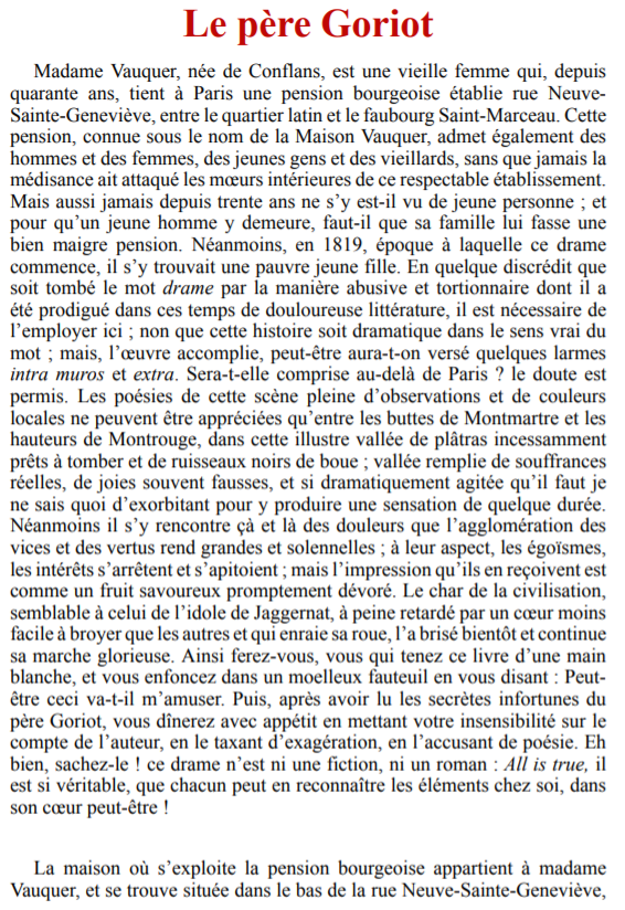 Le Père Goriot De Honoré De Balzac