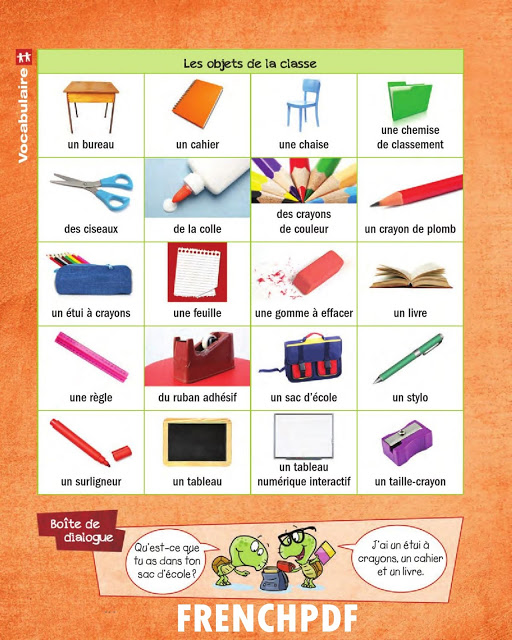 Apprendre Les objets de la classe - Le français en images 6