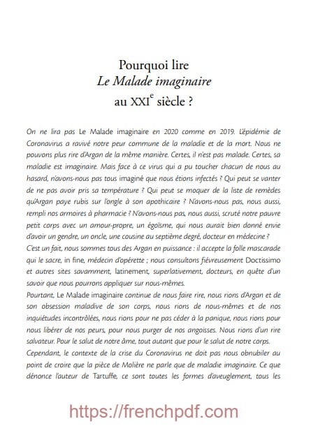 Molière Le malade imaginaire PDF gratuit 2022